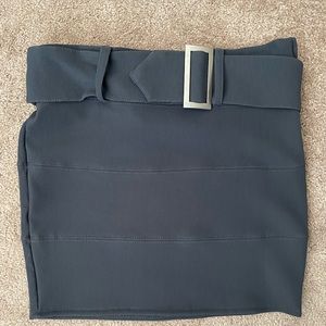Gray Stretchy Skirt with Belt